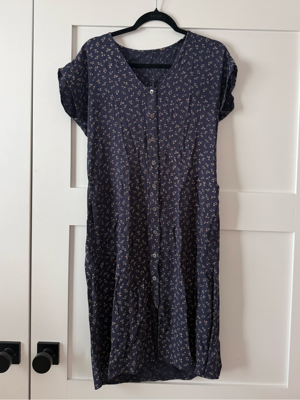 Madewell Navy Blue Floral Button-Front Dress